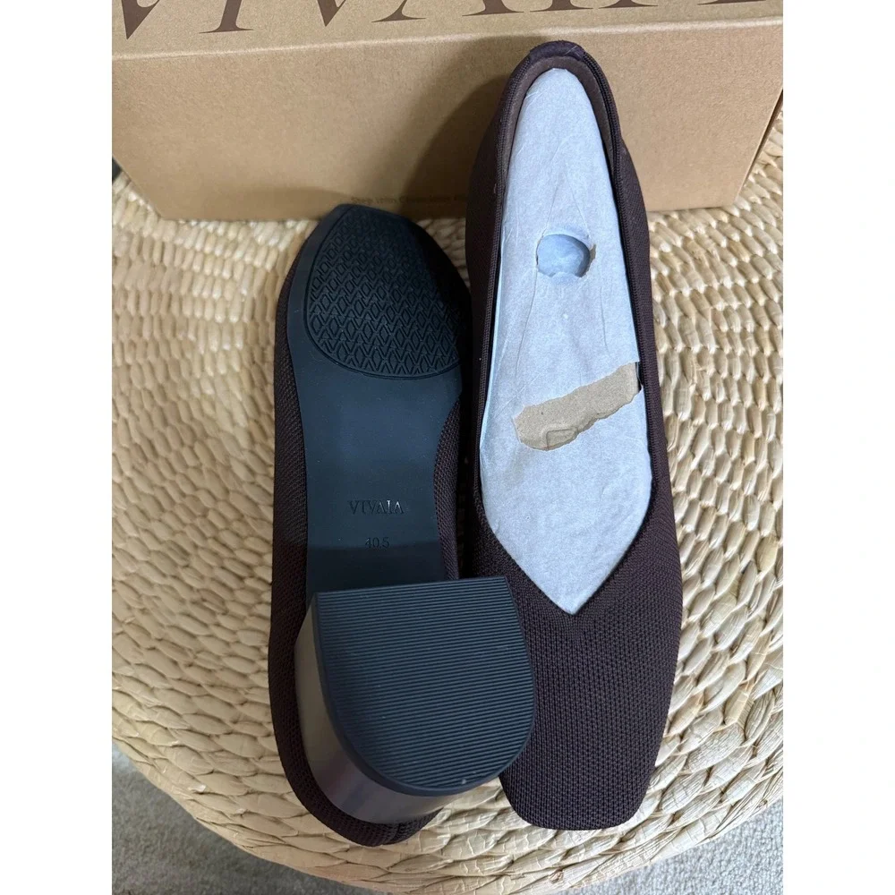 VIVAIA Megan Dark Chocolate‎ Comfort Block Heel Pumps Square Toe US 9-9.5